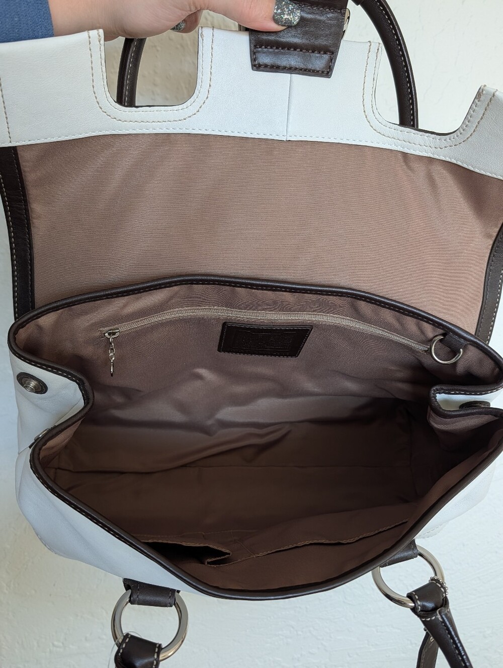 NWT! Coach Y2K '07 Soho Buckle Flap Satchel Purse & Wallet White Mahogany F10913 - Picture 8 of 16